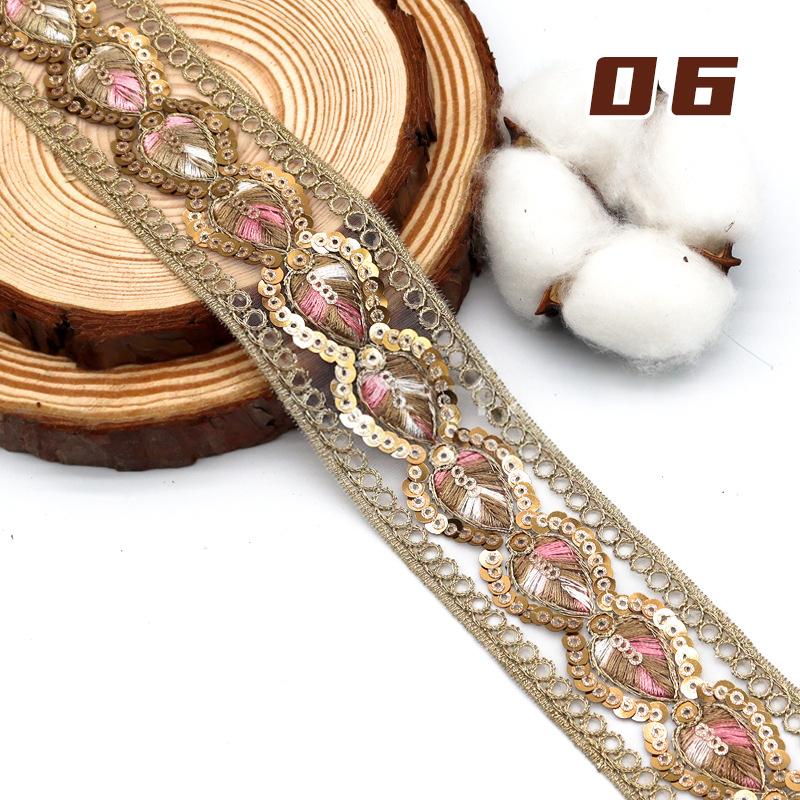 

1 Yard Ethnic Gold Embroidered Lace Trim with Sequins for Cosplay Costume Applique Hanfu Decor Handmade Accessories 10 Yards