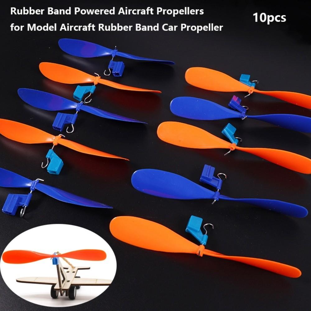 10pcs 2 Colors Rubber Band Powered Propellers Plastic Car Propeller For Student Airplane Projects
