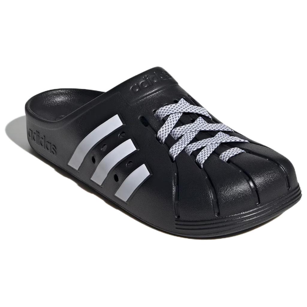 Jaunas Adilette koka tupeles Adidas 'Melns Balts Šņorējums' JH9848
