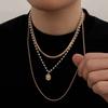 SHIXIN Exquisite 3Pcs/set Trend Imitation Pearl Coin Pendant Choker Necklace Men Punk Adjustable Gold Color Chain Grunge Jewelry