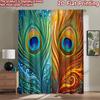 2D Flat Printing 2pcs Curtain Party Window Curtains Colorful Peacock Feathers Digital Printed Polyester Drapes Holiday
