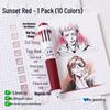 Blue Fruit 10-Color Quick-Dry Ballpoint and Marker Pen Set for Creative Drawing and Painting
