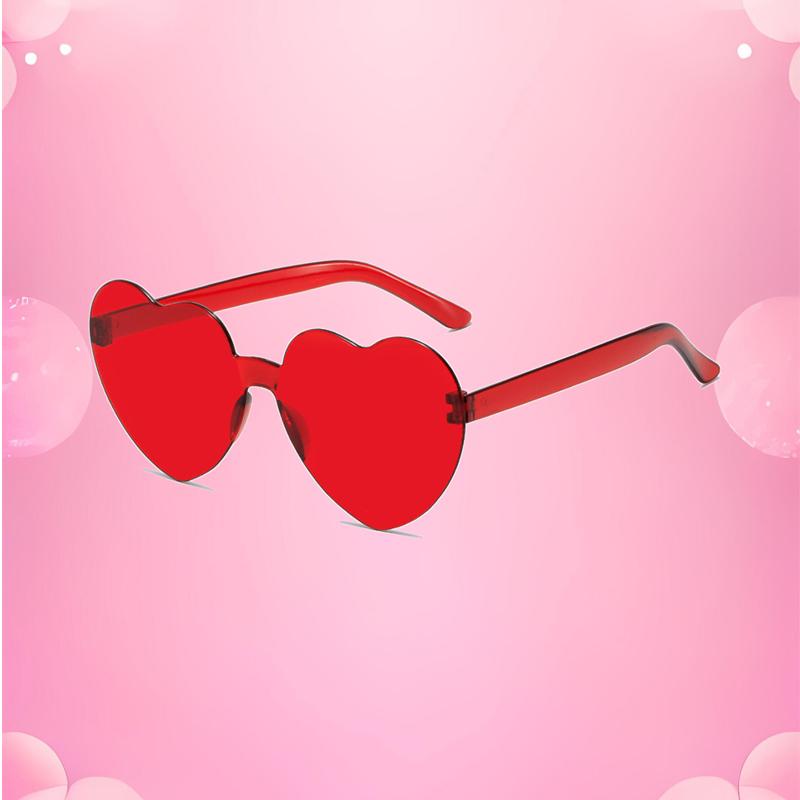 New Love Sunglasses Jelly Color Frameless Heart-shaped Sunglasses Dazzling Color Sunglasses