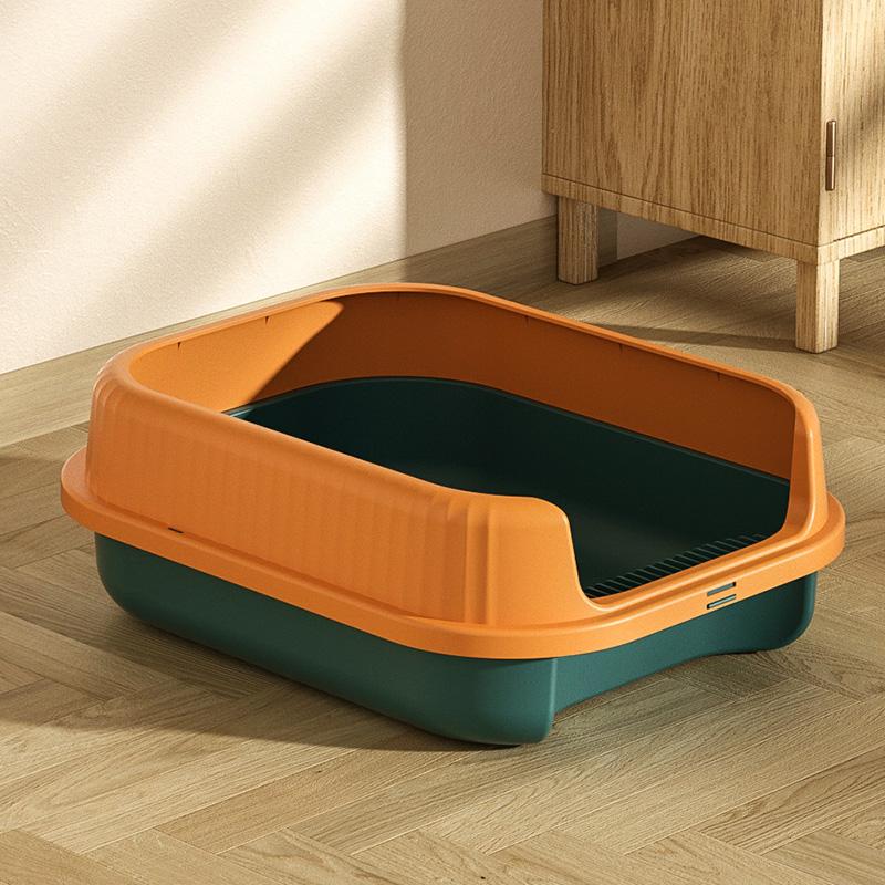 Half-enclosed large cat litter box, free shipping, with elevated sand box, splash-proof toilet, pet cat litter scoop