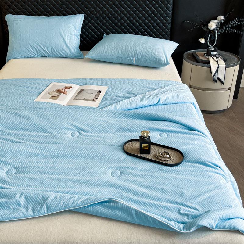 Jacquard Bamboo Cooling Summer Quilt for Queen King Bed Silky Air Condition Comforter Lightweight Cooled Blanket Anti-Mite Soft