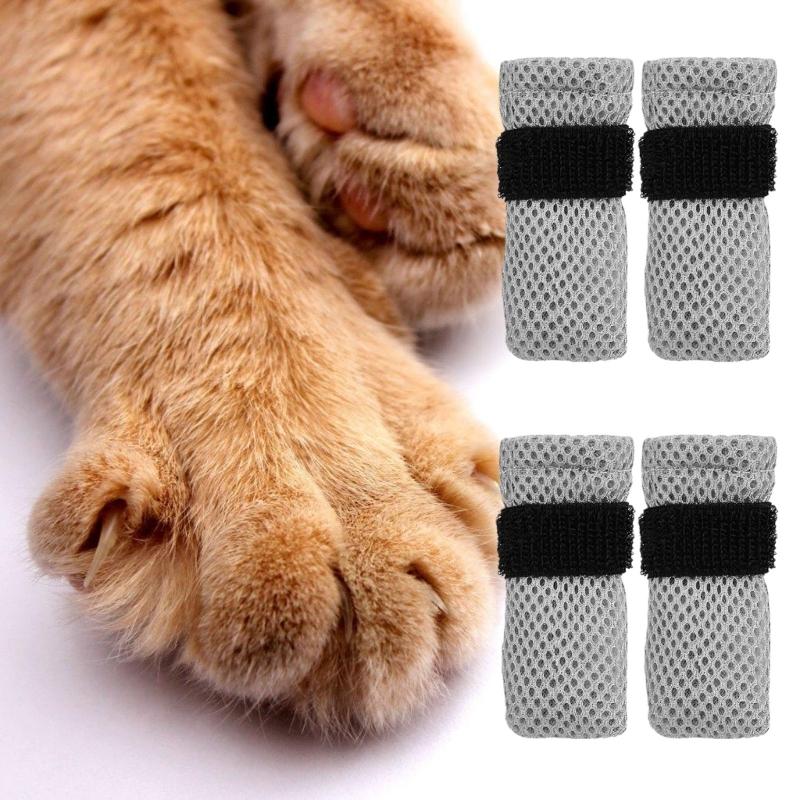 8PCS Soft Polyester Puss Footwear With Modifiable Belts Pet Nail Protectors For Easy Movement And Foot Care