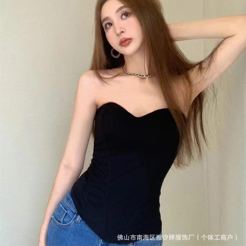 Fish bone body sculpting comes with chest pad, chest wrap vest, female sexy slim fit, high waist style, fashion bra, fashion tube top. XS чёрный