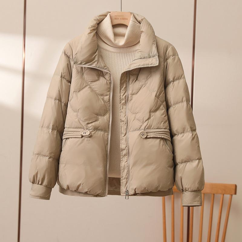 New Down and Cotton Jacket, Women, Winter 2025, Cotton Jacket, Stand Up Collar, Versatile, Short, Thick Jacket, Minimalist Design