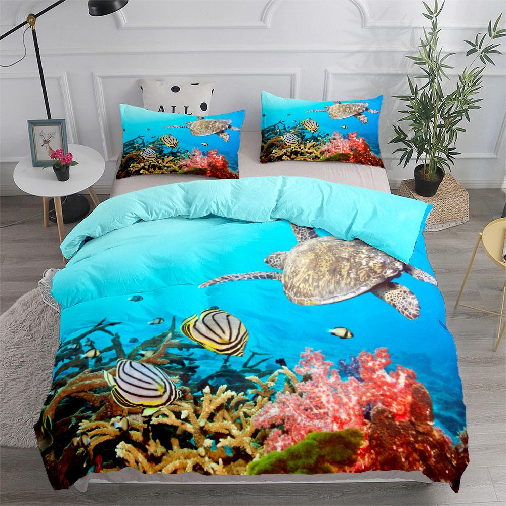 Comforter Ancient Turqoise Sea Turtle Art King Queen Double Full Twin Single Size Set