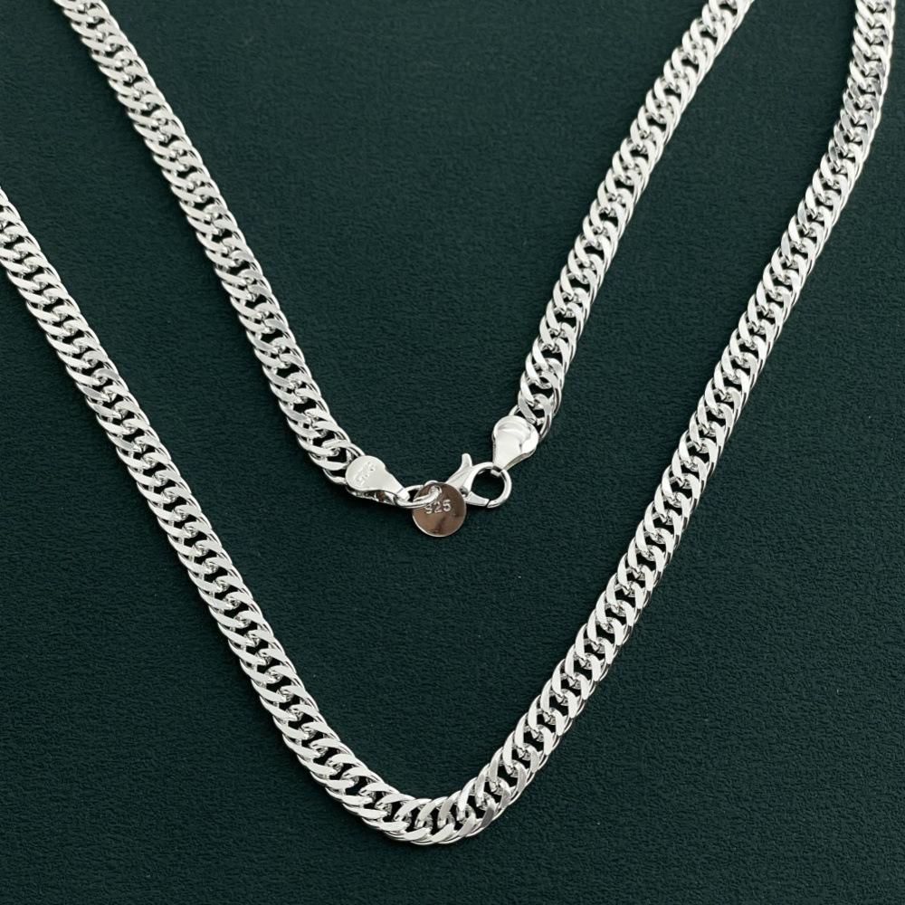 European and American Jewelry Copper Silver-plated 6MM Double Buckle Side Necklace