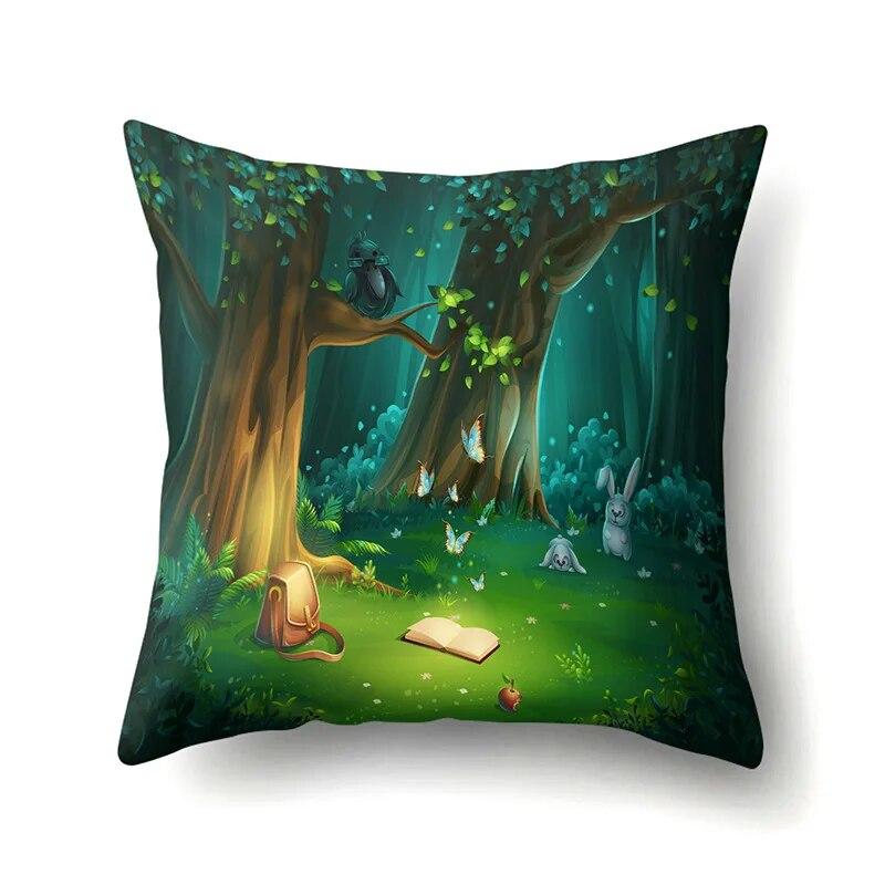 Ocean Pillowcase Cartoon Pattern  Lumbar Pillow Sofa   Cushion
