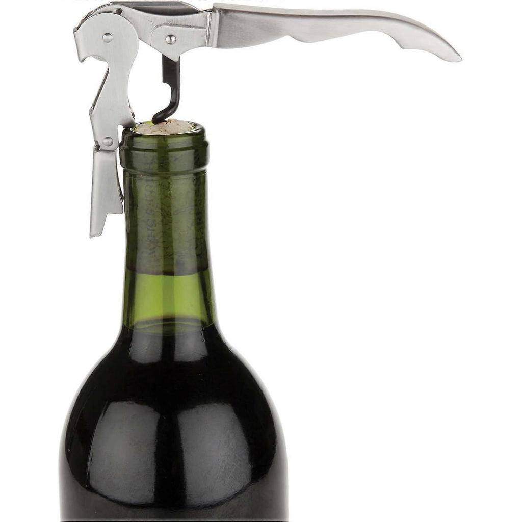 Double Hinged Waiter's Corkscrew Wine Opener, Stainless Steel Wine Bottle Opener