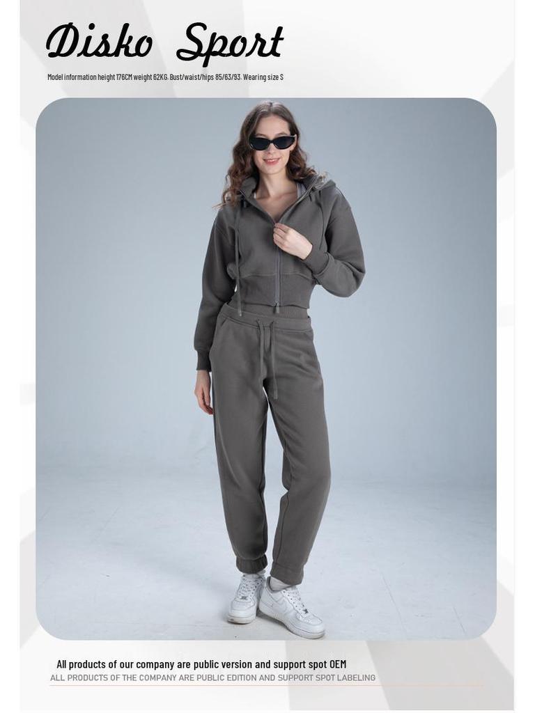 Lulu Zgly Women's Autumn Winter Hooded Sports Jacket & Yoga Set for Running, Mountaineering, Training & Fitness