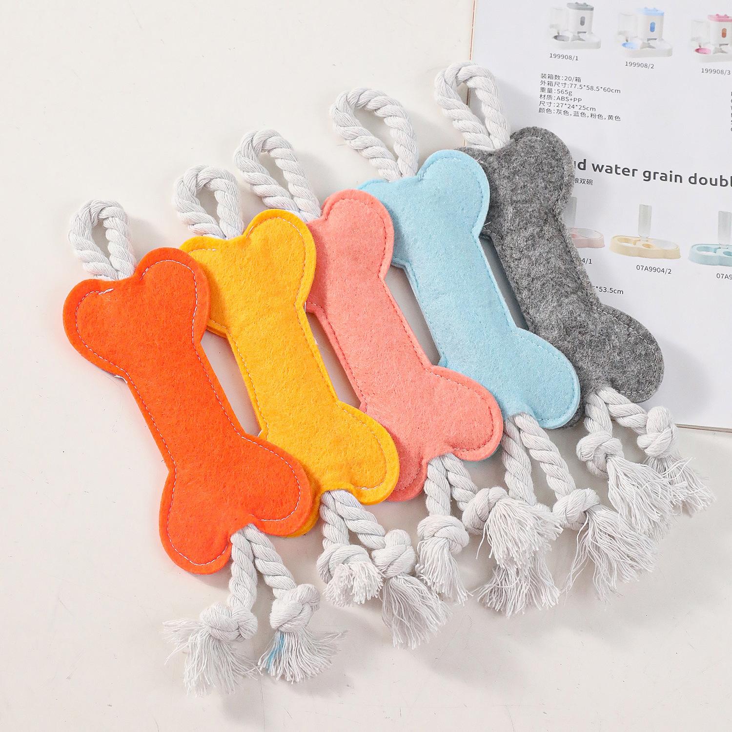 

Dog Bite Rope Multicolor Felt Bone Cotton Rope Toy Ball Dog Toy, Bite-resistant Rope Knot Dog Toy
