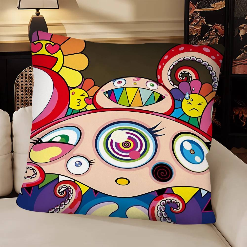 Art TTakashi Murakami Pillow Case Fashion Square Pillowcase Bedroom Sofa Room Ins Decoration Leisure