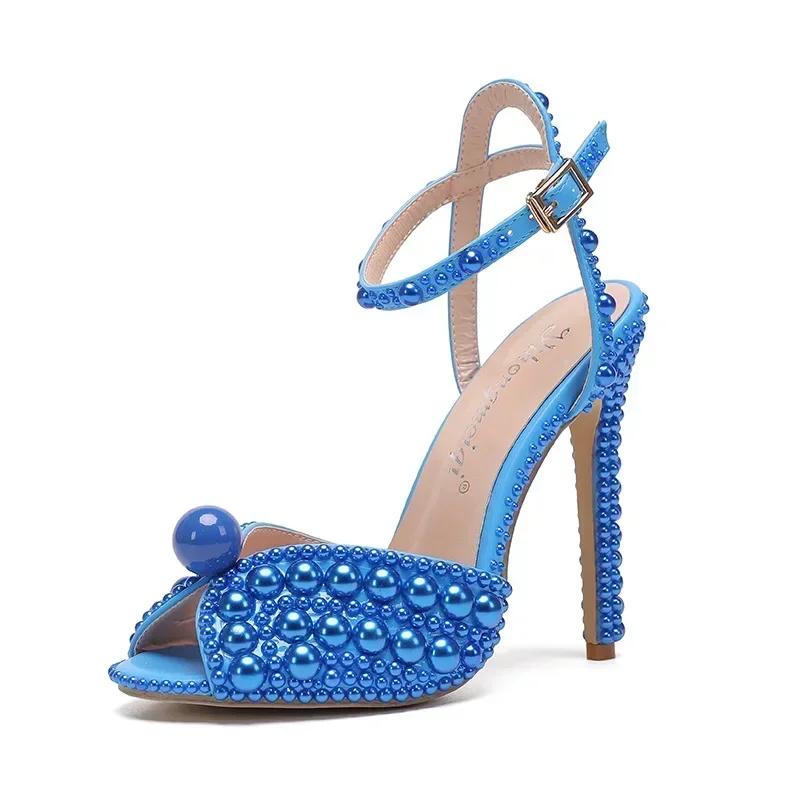 High Heel Women Sandals Platform Crystal Queen Rhinestone Bride Wedding Shoes Fish Mouth Woman's Gladiator Summer Shoes