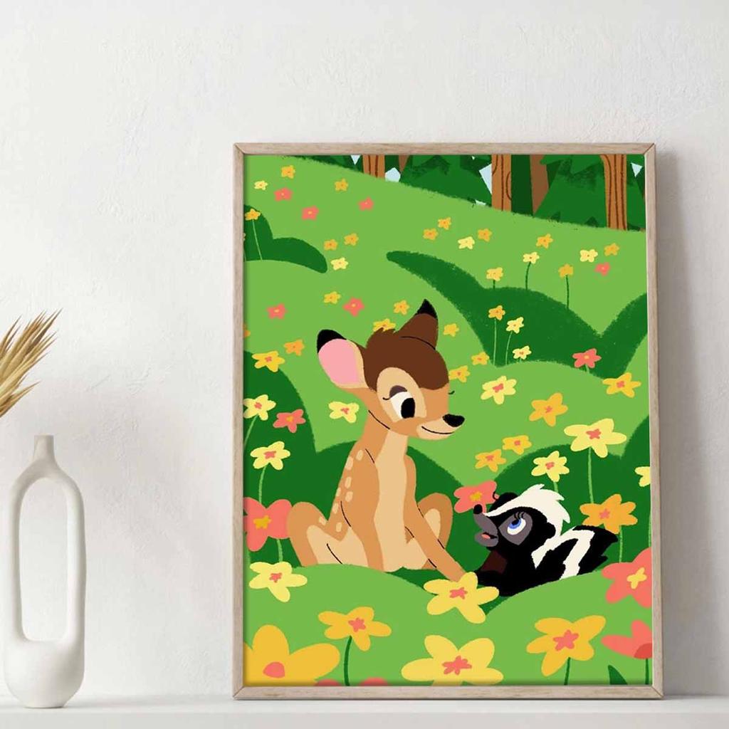 5D Diy Diamond Painting Bambi The Fawn and Skunk Full Drill Rhinestones Mosaic Embroidery Handmade Products Home Decor Gift