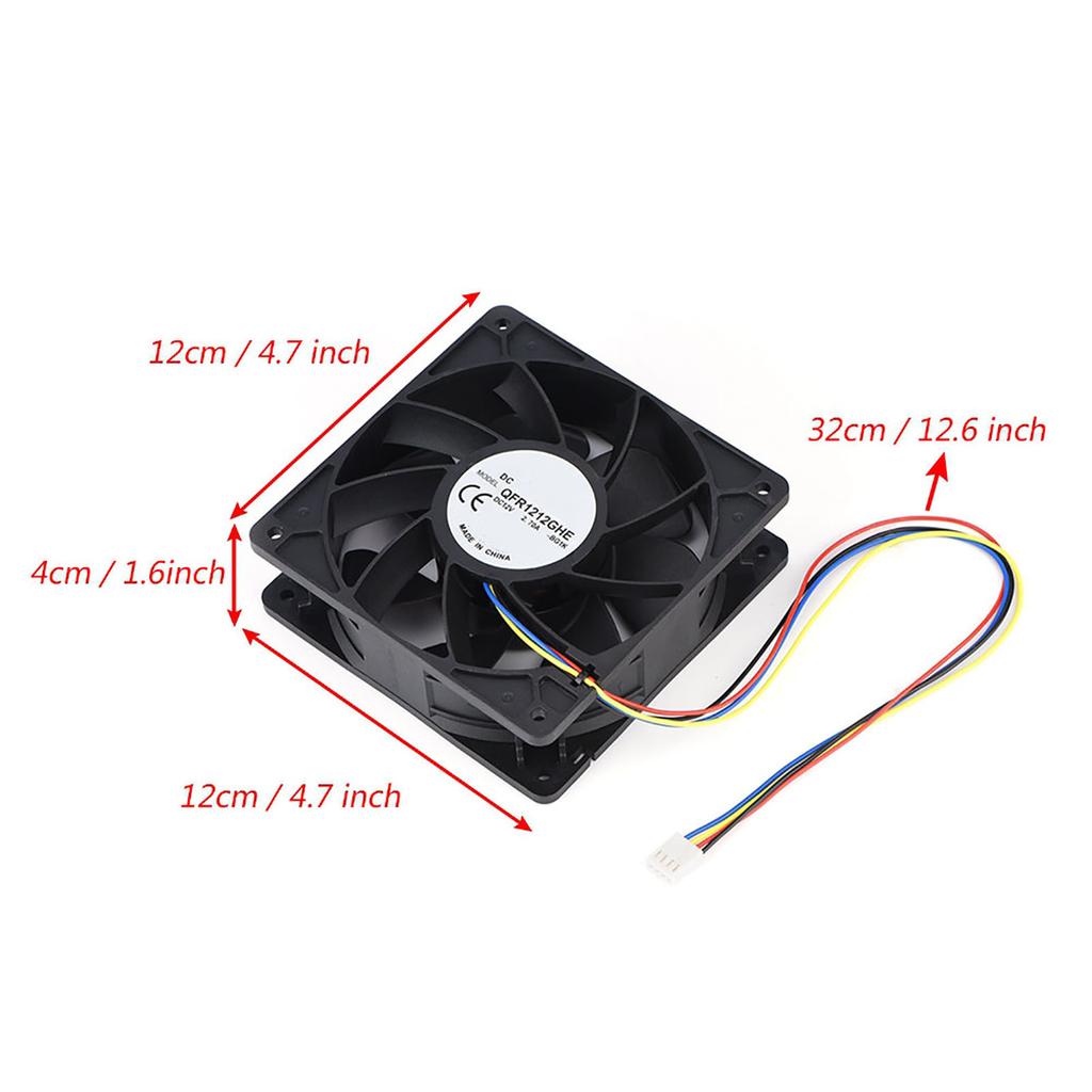 DC 12V 2.7A 6000RPM Cooling Fan Replacement 4 Pin Connector for Antminer S7 S9