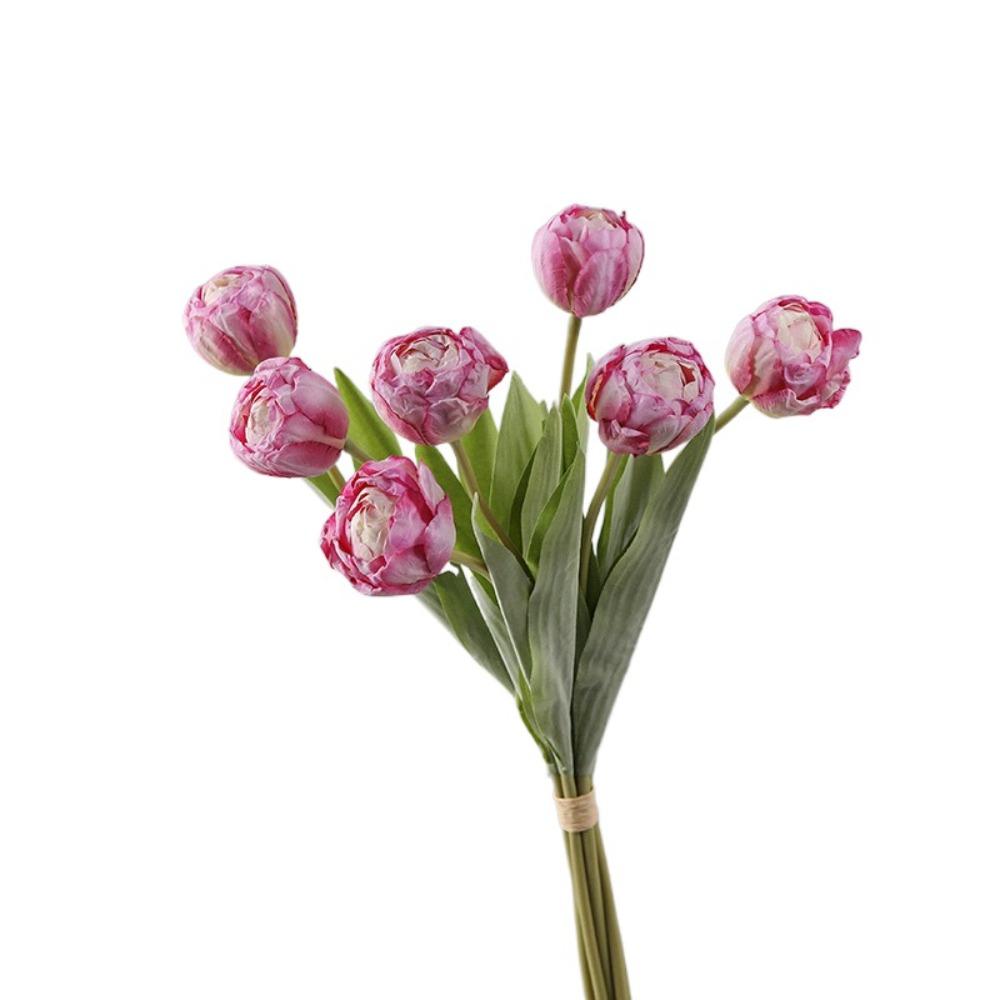 7 Köpfe Künstliche Tulpenzweige Echte Haptik Realistische Seidentulpenblume Handgefertigt Kunstblumen Hochzeitsfeier Dekor