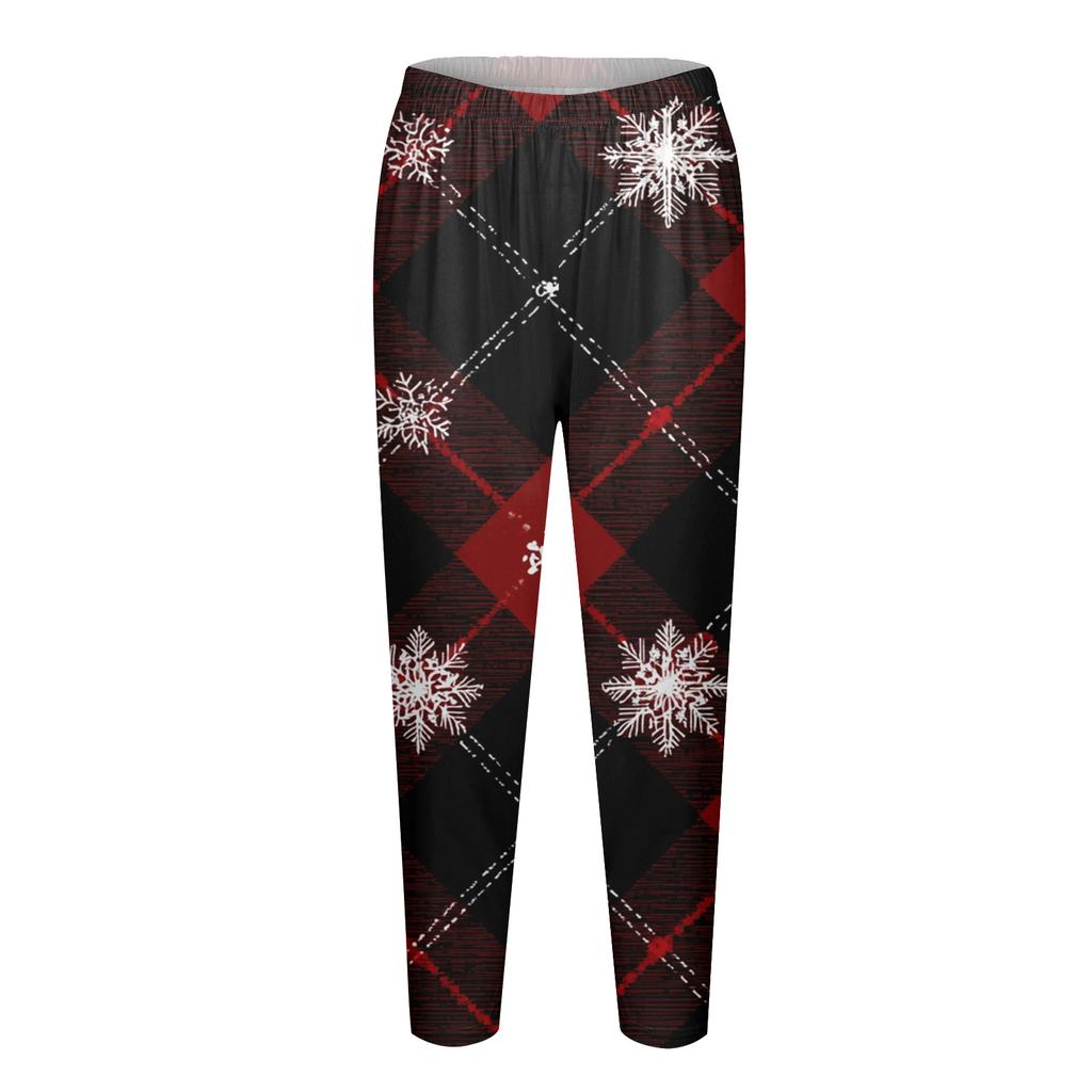 Dame Juleprint Slim Fit Elastiske Yoga Fritidsbukser