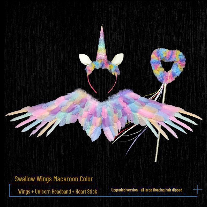 Weiße Feder Engelsflügel für Erwachsene & Kinder - Schwalbenförmige Kostümrequisiten für Halloween und Verkleidungen