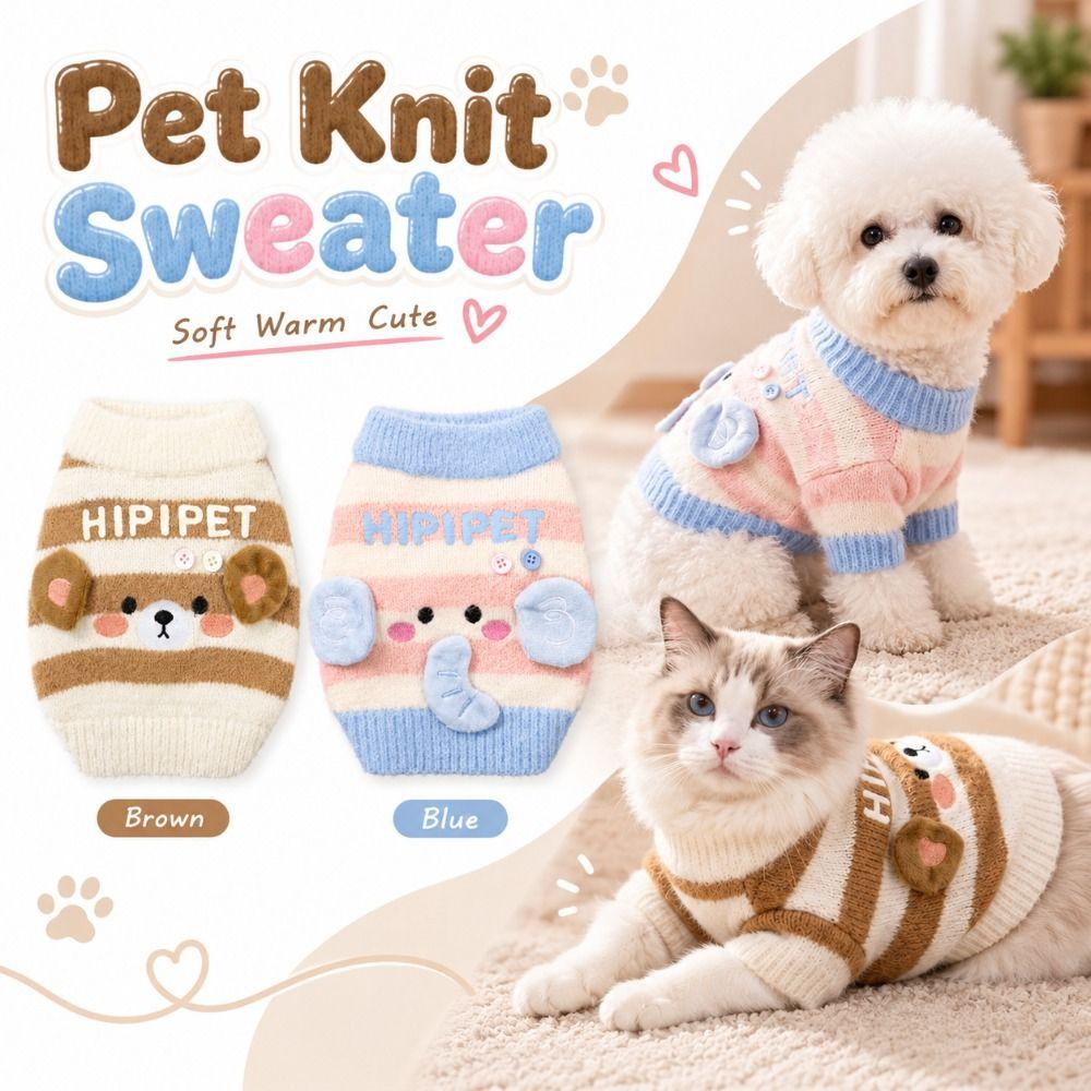 Striped Pet Knit Sweater Knitted Pet Warm Coat New Cat Dog Sweater for Cats