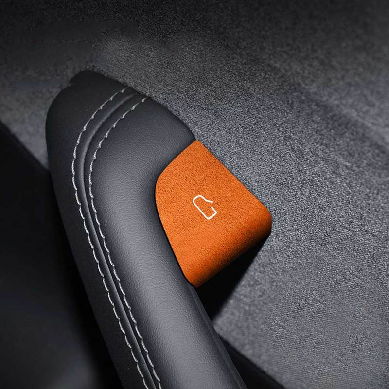 4pcs Car Door Button Control Panel Decoration Stickers Car Window Lifter Switch Suede Sticker for Tesla Model 3 Highland 2024-Up