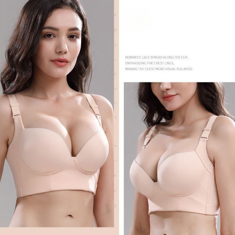 Seven-breasted Full-cup Plus-size Underwire-free Gathered Side-breasted Adjustable Bra