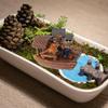 Didiseaon Micro Boat Figurine Landscape for Fish Tank, 3Inch Mini Ceramic Vintage Boat Ornament for Garden Bonsai Sand Table Crafts