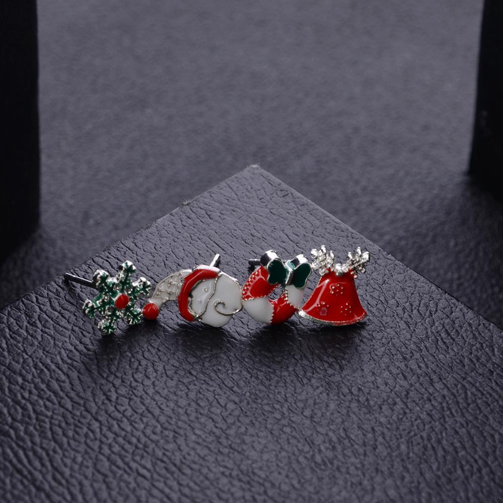 8Pairs Christmas Tree Snowflower Santa  Garland Elk Shape Earrings Ear Studs Set