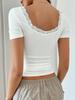 2025 Spring/Summer Y2K Women's Slim Fit Lace U-neck T-shirt