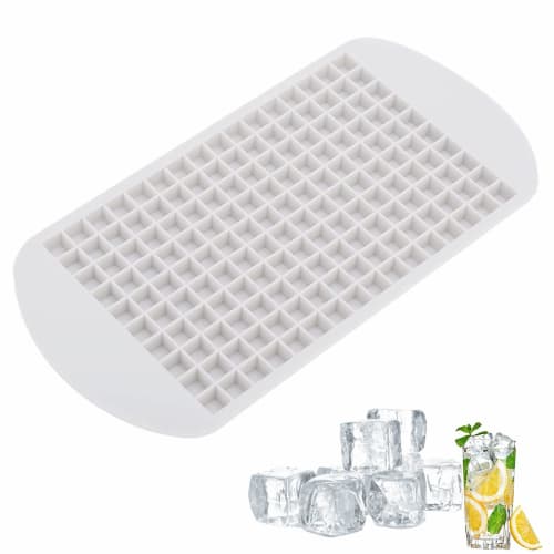 YFFSFDC 160-Cavity Silicone Ice Tray, Mini Ice Maker with Square Ice Mold, Easy To Remove Ice for Tea, Snacks, and Alcohol (White)