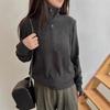 Korean Style Women's Zipper Long Sleeve Base Layer Top: Stand-Up Collar Sweatshirt Cardigan for Autumn/Winter 2024