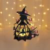Halloween Witch Lantern 3D Spooky Lantern Light-up Table Centerpiece Gothic Bat Skull Witch Lamp for Home Mantel Entryway Tabletop Decoration