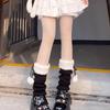 1pair Solid Color Knitted Leg Warmers Warm Winter Foot Cover Cute Mid-Calf Length Socks  Girl