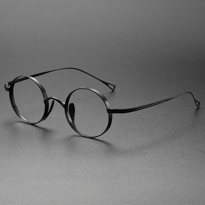

Classic Retro Round Pure Titanium Ultralight Glasses Frame Unisex Prescription Eyewear for Men Women Myopia Reading Spectacles чорний