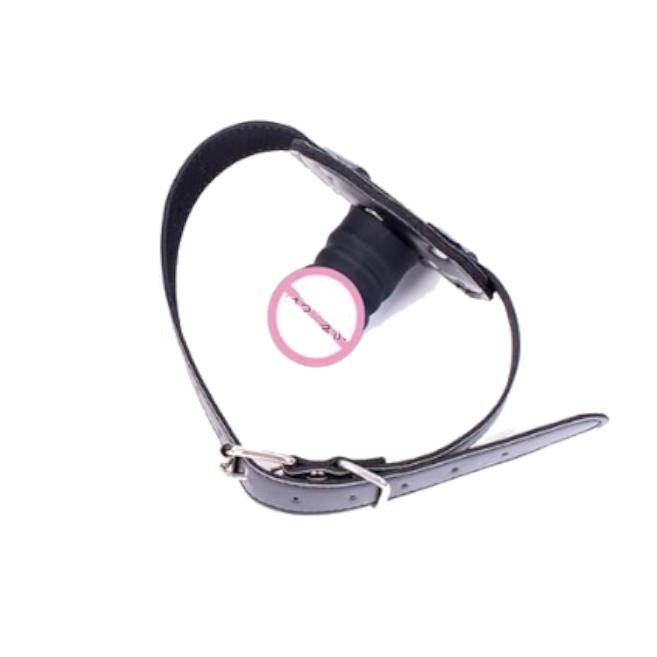 Black Silicone Dildo Gag Phallic Mouth Muzzle Restraint Gags