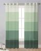 Randiga Gröna Gradient Genomskinliga Gardiner för Vardagsrumsdekoration Fönstergardiner för Kök Tyll Voile Organza Gardiner