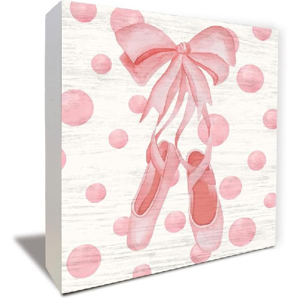 Pink Bow Coquette Wooden Box Sign, Coquette Room Decor, Dorm Room Essentials for Girls, Girly Ribbon Bow for Girls Room Dorm College Bedroom Desk