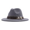 European, American Autumn and Winter British Style Fashion Elegant Pearl Accessories Big Eaves Hat Top Hat Men's and Women's Woolen Hat