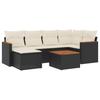 7 Piece Garden Sofa Set with Cushions Black Poly Rattan
