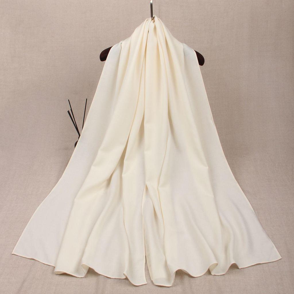 Pure White Medium-Thickness Soft Skin-Friendly Unisex Scarf Shawl