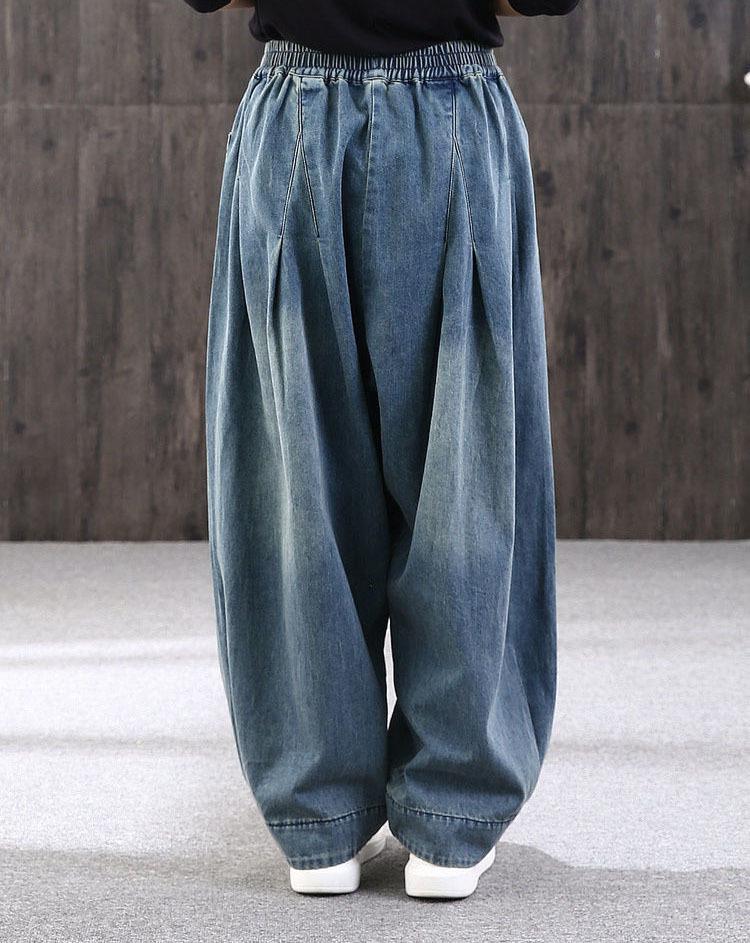 Übergröße Damen Baggy Oversize Jeans Denim Lässig Cross Pants Damen Vintage Haremshose Hose Weites Bein Jeans