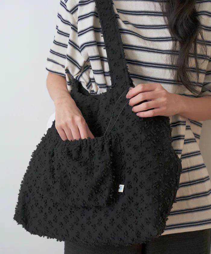Popcorn Flower Casual Shopper Bag Black