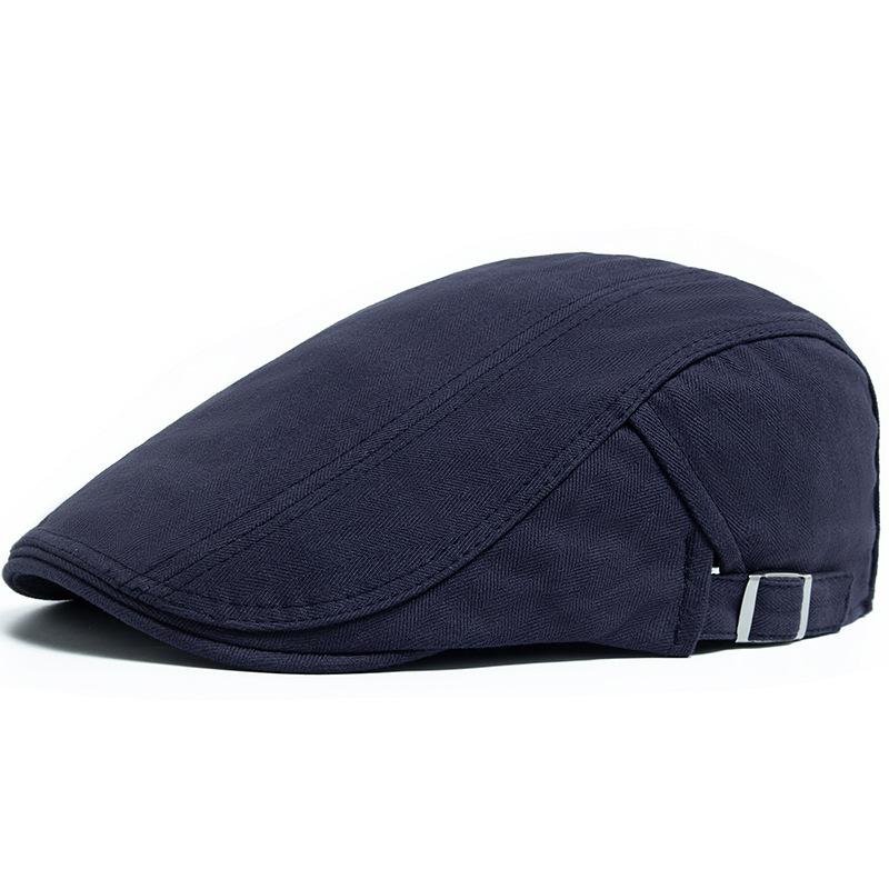 Solid Color Casual Men's Beret Summer Cotton Soft Top Sun Hat British Vintage Newsboy Hat