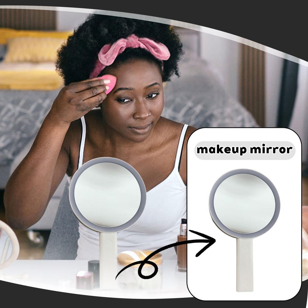 Portable Handheld Makeup Mirror With Double-sided Light Charging, Travel Desktop Folding Led Makeup Mirror