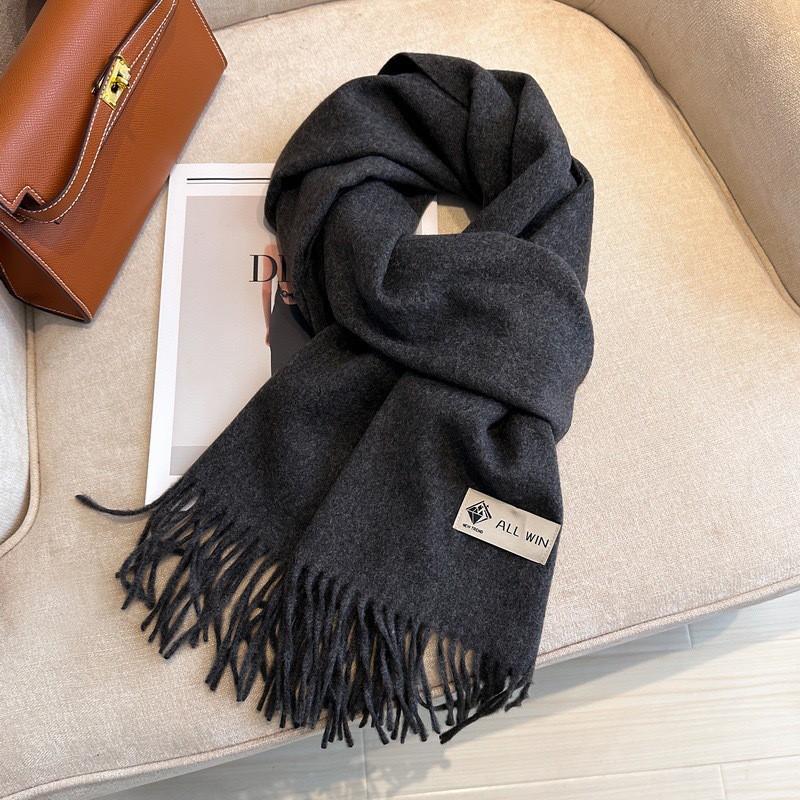 Womens Warm Thick Wool Blend Scarf Long Shawl With Tassels Winter Solid Color Fashion Accessory
