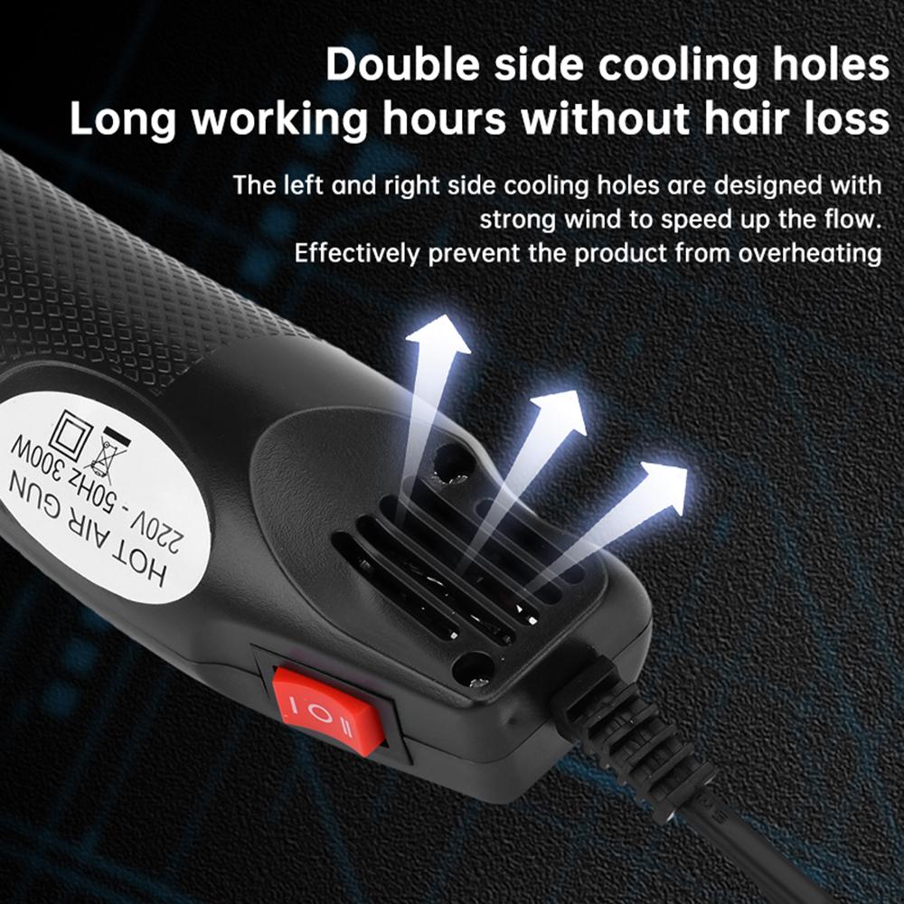 300W 220V Hot Air Gun Adjustable Gear 0-200℃ Suitable for Soft Ceramics/Heat-Shrinkable Tubes/Heat-Shrinkable Sheets, Etc.