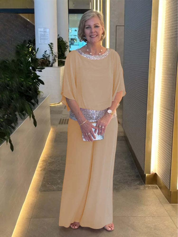 

Новый костюм-двойка, двухцветный топ с пайетками и круглым вырезом, брюки широкого кроя, комплект из 2 предметов для женщин 3XL хаки