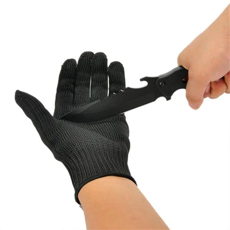 1 Pair Stainless Steel Wire Cut Resistant Anti-Cutting Safety Protective Gloves  Grade 5 Steel Wire Industrial Grade Gloves